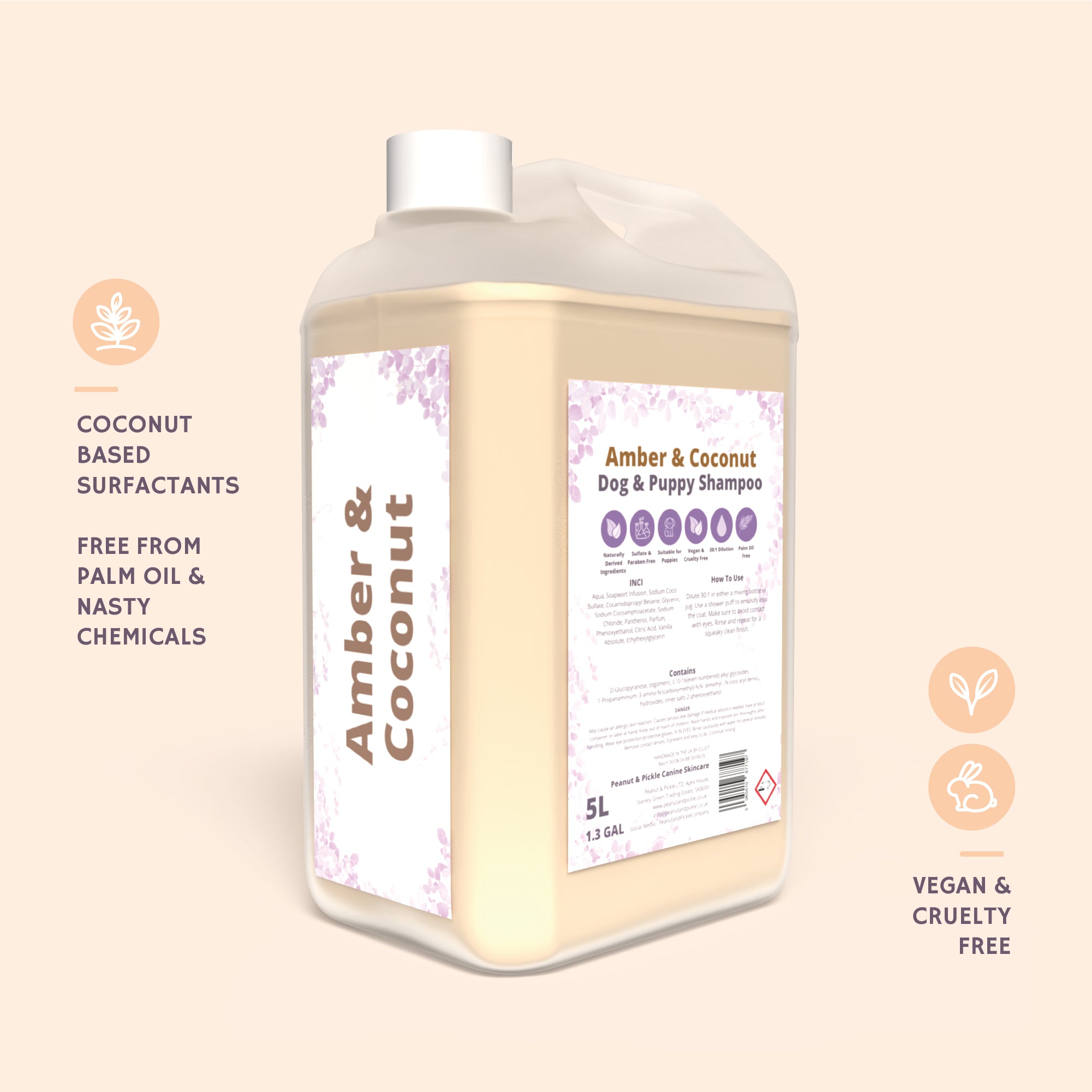 Amber &amp; Coconut | Conditioning Dog &amp; Puppy Shampoo | 5L