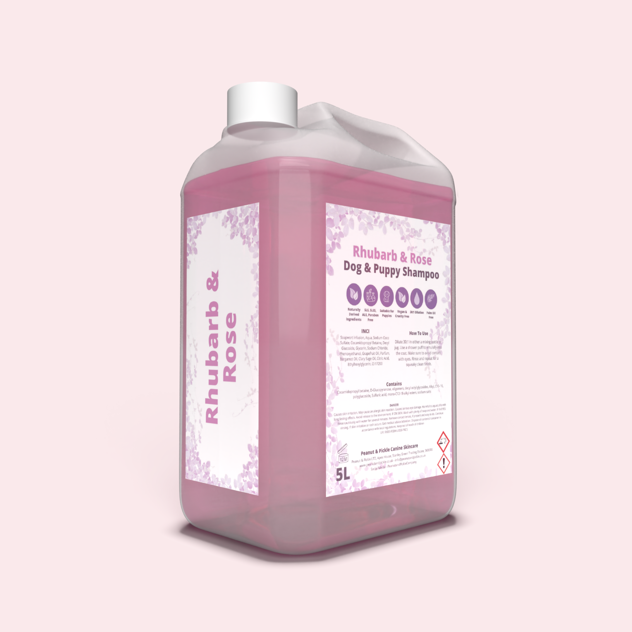 Rhubarb &amp; Rose | Degreasing Dog &amp; Puppy Shampoo | 5L