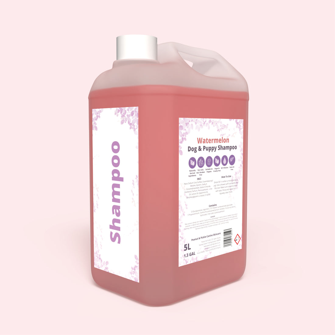 watermelon shampoo. Handmade canine skincare, vegan and cruelty free.